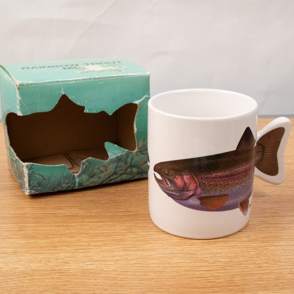 Salamander Brand Trout Fish Tail Handle 1991 Mug Cup With Box